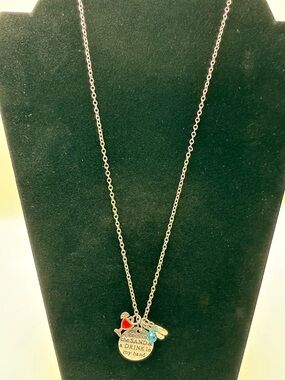 Silver Tone Engraved Round Charm Pendant Necklace
Cable Chain Beach Theme